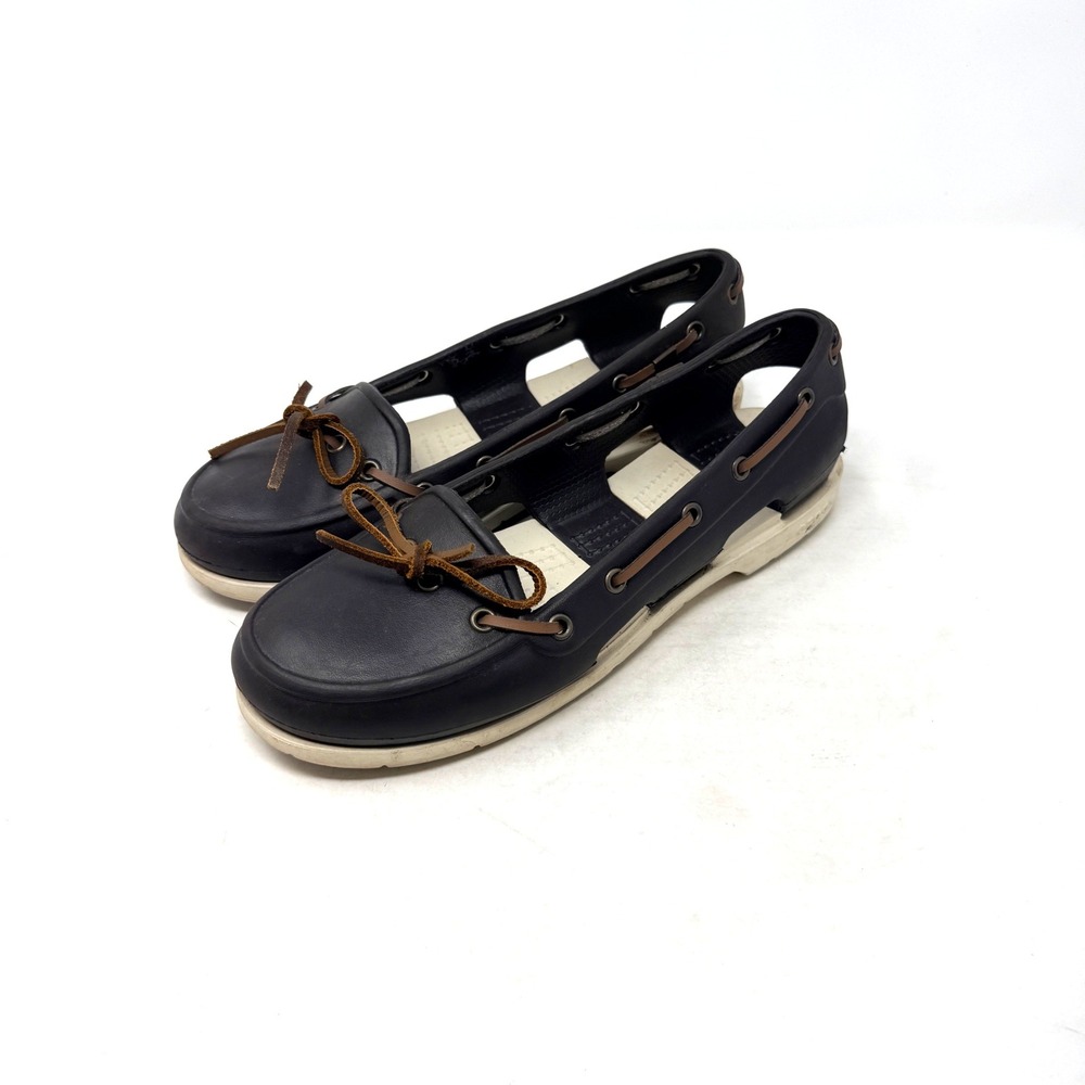 Crocs Beach Line Boat‎ Shoe Espresso Brown Size 8 Nautical Coastal Comfort